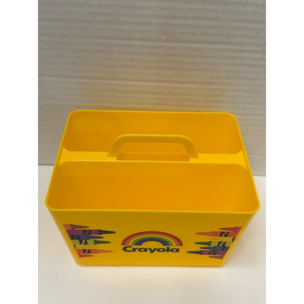 Crayola Yellow Plastic Art Supply Caddy Organizer Two Compartment Handle New